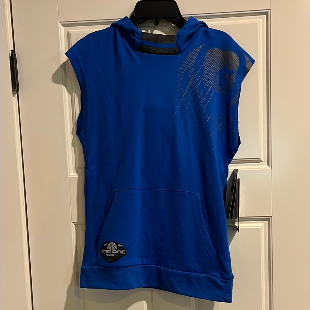 Blue Sleeveless Hoodie Top